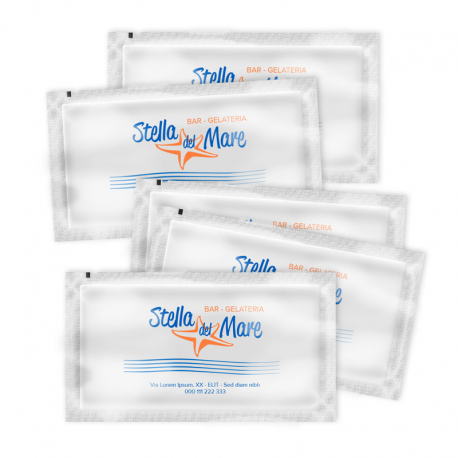 Salviette detergenti profumate personalizzate cm.7x14,5 Salviette detergenti profumate personalizzate cm.7x14,5