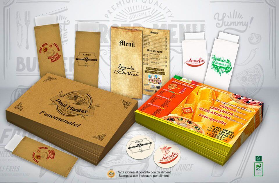 Stampa Tovagliette personalizzate carta e inchiostri certificati per  alimenti